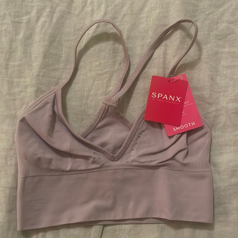 spanx smooth razor baxk bralette in dusty mauve pink